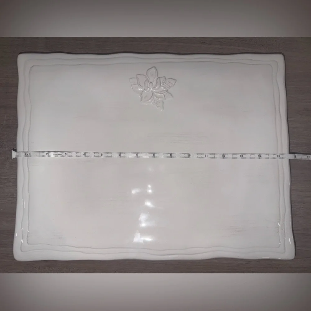 The Royal Standard Large White Ceramic Platter with Floral Design - Picture 3 of 7